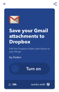Save your Gmail attachments to Dropbox using IFTTT applet